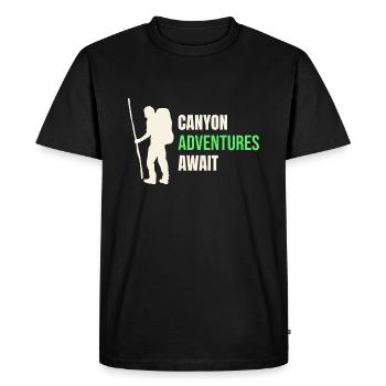 Canyon Adventures Await - Men's Premium Organic T-Shirt - black - Front - Nico (187cm)