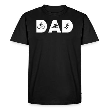 T-Shirt Cadeau Père Papa Triathlon Papa - T-shirt Premium bio Homme - noir - Devant - Nico (187cm)