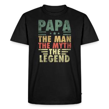 Papa The Man The Myth The Legend Father - Men's Premium Organic T-Shirt - black - Front - Nico (187cm)