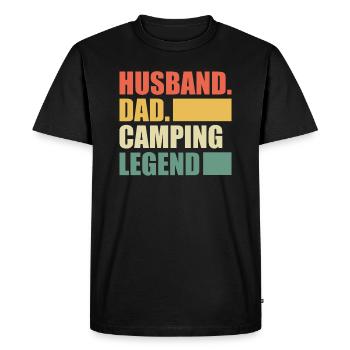 Husband Dad Camping Legend Father Papa Shirt - Men's Premium Organic T-Shirt - black - Front - Nico (187cm)