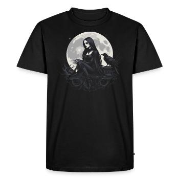 gothic girl and ravens over the moon - Men's Premium Organic T-Shirt - black - Front - Nico (187cm)