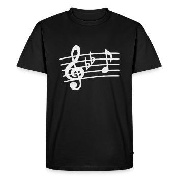 Clé de sol, partition, clé de musicien - T-shirt Premium bio Homme - noir - Devant - Nico (187cm)