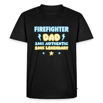 Papa pompier – Cadeau de fête des pères, légendaire - T-shirt Premium bio Homme - noir - Devant - Nico (187cm)