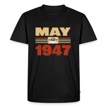 76e anniversaire mai millésime 1947 idée cadeau - T-shirt Premium bio Homme - noir - Devant - Nico (187cm)