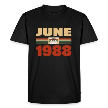 35e anniversaire juin millésime 1988 Idée cadeau - T-shirt Premium bio Homme - noir - Devant - Nico (187cm)