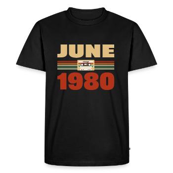 43ème anniversaire juin millésime 1980 Idée cadeau - T-shirt Premium bio Homme - noir - Devant - Nico (187cm)
