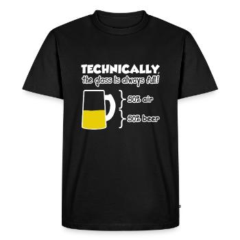 Funny Beer The Glass is Always Full - Men's Premium Organic T-Shirt - black - Front - Nico (187cm)