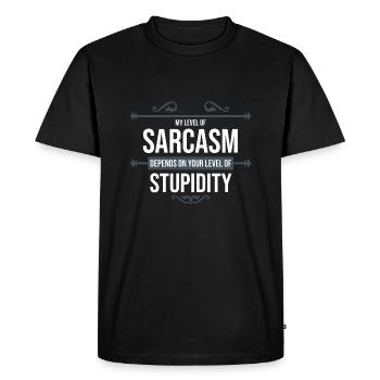 mon niveau de sarcasme dépend de votre niveau ... - T-shirt Premium bio Homme - noir - Devant - Nico (187cm)