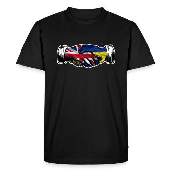 Je me tiens avec l’Ukraine Uk Drapeau britannique - T-shirt Premium bio Homme - noir - Devant - Nico (187cm)