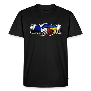 Je me tiens avec l’Ukraine France Français drapeau - T-shirt Premium bio Homme - noir - Devant - Nico (187cm)