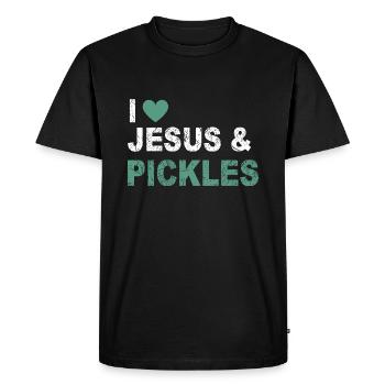 Jésus Drôle Pickle Lover Citation Disant Humour - T-shirt Premium bio Homme - noir - Devant - Nico (187cm)