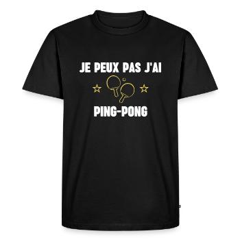 je peux pas j'ai ping pong - T-shirt Premium bio Homme - noir - Devant - Nico (187cm)