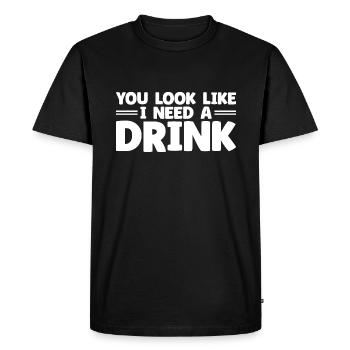 Vintage Drinking Beer Drinker Look Like Drink - Men's Premium Organic T-Shirt - black - Front - Nico (187cm)