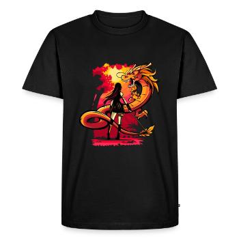 dragon anime manga bande dessinée samouraï épée - T-shirt Premium bio Homme - noir - Devant - Nico (187cm)