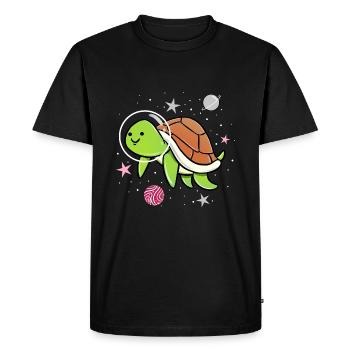Demigirl Turtle In Space Demigirl Pride - Men's Premium Organic T-Shirt - black - Front - Nico (187cm)