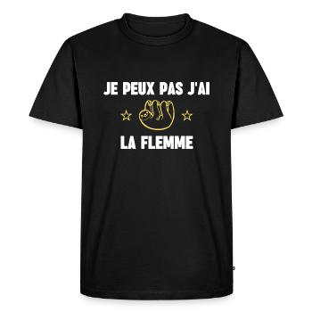 je peux pas j'ai la flemme - T-shirt Premium bio Homme - noir - Devant - Nico (187cm)