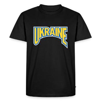 Ukraine Logo War Support - Men's Premium Organic T-Shirt - black - Front - Nico (187cm)