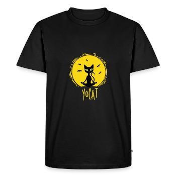 Yochat - chat noir - T-shirt Premium bio Homme - noir - Devant - Nico (187cm)