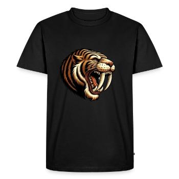 Tigre à dents de sabre, Smilodon, Âge glaciaire, Prédateur, Gros Chat - T-shirt Premium bio Homme - noir - Devant - Nico (187cm)