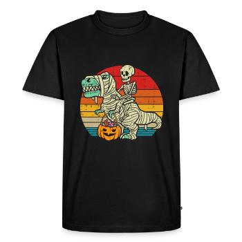 Skeleton Riding Mom Dinosaur - Men's Premium Organic T-Shirt - black - Front - Nico (187cm)