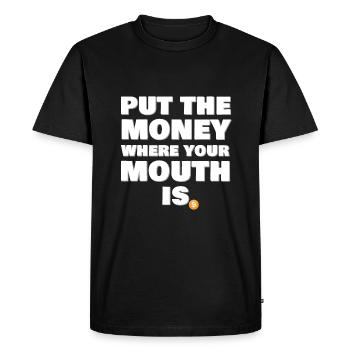 Mettez l’argent! - T-shirt Premium bio Homme - noir - Devant - Nico (187cm)