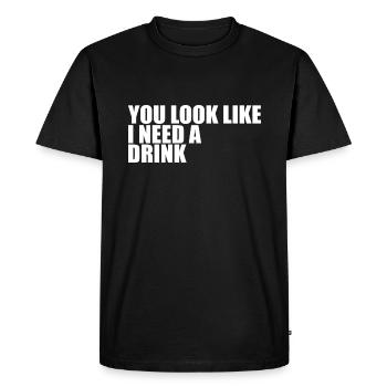 Vintage Drinking Beer Drinker Look Like Drink - Men's Premium Organic T-Shirt - black - Front - Nico (187cm)