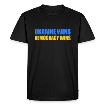 Ukraine wins democracy wins - Men's Premium Organic T-Shirt - black - Front - Nico (187cm)