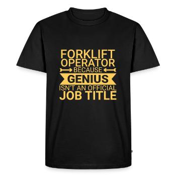 Conducteur de chariot élévateur Genius Forklift Driver - T-shirt Premium bio Homme - noir - Devant - Nico (187cm)