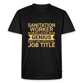 Agent d’assainissement Genius - T-shirt Premium bio Homme - noir - Devant - Nico (187cm)