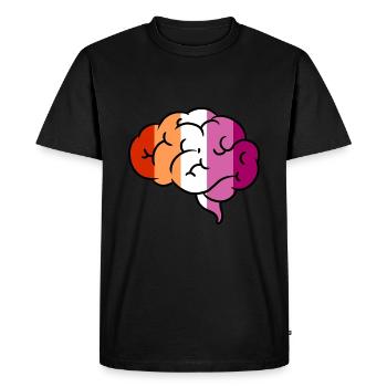 Cerveau lesbien Orange Rose Fierté lesbienne - T-shirt Premium bio Homme - noir - Devant - Nico (187cm)