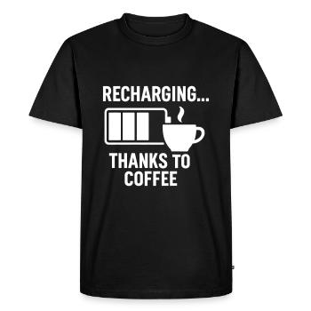 Le café me fait payer - T-shirt Premium bio Homme - noir - Devant - Nico (187cm)