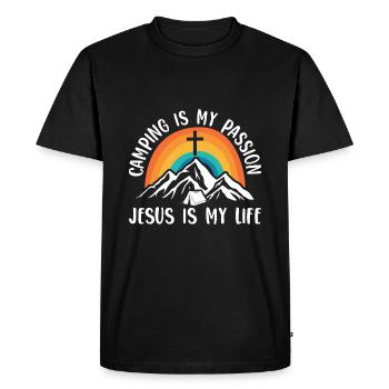 Jésus - T-shirt Premium bio Homme - noir - Devant - Nico (187cm)