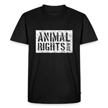 ANIMAL RIGHTS NOW VEGAN - Men's Premium Organic T-Shirt - black - Front - Nico (187cm)