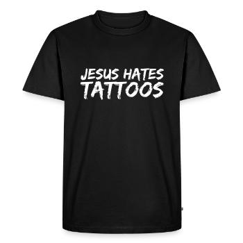 Jésus déteste les tatouages Tatouage Anti Tatouage - T-shirt Premium bio Homme - noir - Devant - Nico (187cm)