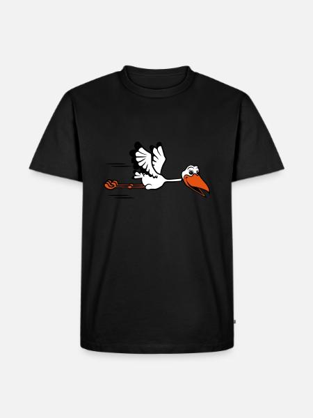storch fliegen - Männer Premium Bio T-Shirt - Schwarz