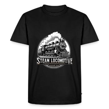Locomotive à vapeur Locomotive à vapeur Train à vapeur ferroviaire - T-shirt Premium bio Homme - noir - Devant - Nico (187cm)