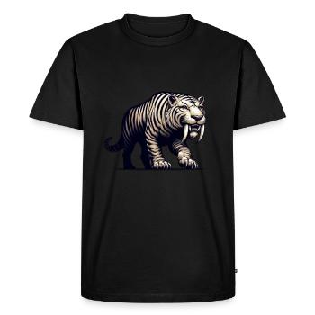 Sabertooth Tiger, Smilodon, Ice Age, Predator, Big Cat - Men's Premium Organic T-Shirt - black - Front - Nico (187cm)