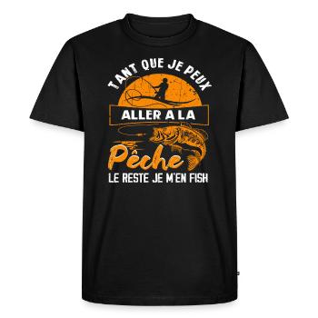 Tant que je peux aller a la pèche le reste pêche - T-shirt Premium bio Homme - noir - Devant - Nico (187cm)