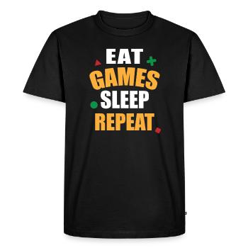 Gamer Design - Food Play Sleep Repeat - Men's Premium Organic T-Shirt - black - Front - Nico (187cm)