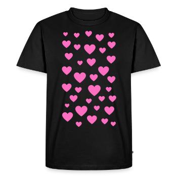 Pink hearts - Men's Premium Organic T-Shirt - black - Front - Nico (187cm)