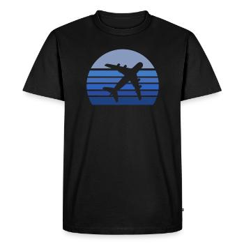 Retro Blue Airplane Silhouette - Men's Premium Organic T-Shirt - black - Front - Nico (187cm)