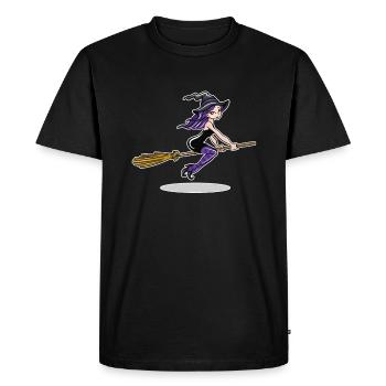 Sorcière sur balai - T-shirt Premium bio Homme - noir - Devant - Nico (187cm)