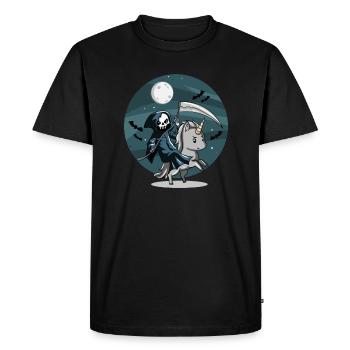 Unicorn Reaper - Men's Premium Organic T-Shirt - black - Front - Nico (187cm)