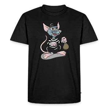 Voleur rat - T-shirt Premium bio Homme - noir - Devant - Nico (187cm)