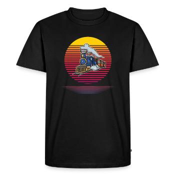 Retro Train - Men's Premium Organic T-Shirt - black - Front - Nico (187cm)