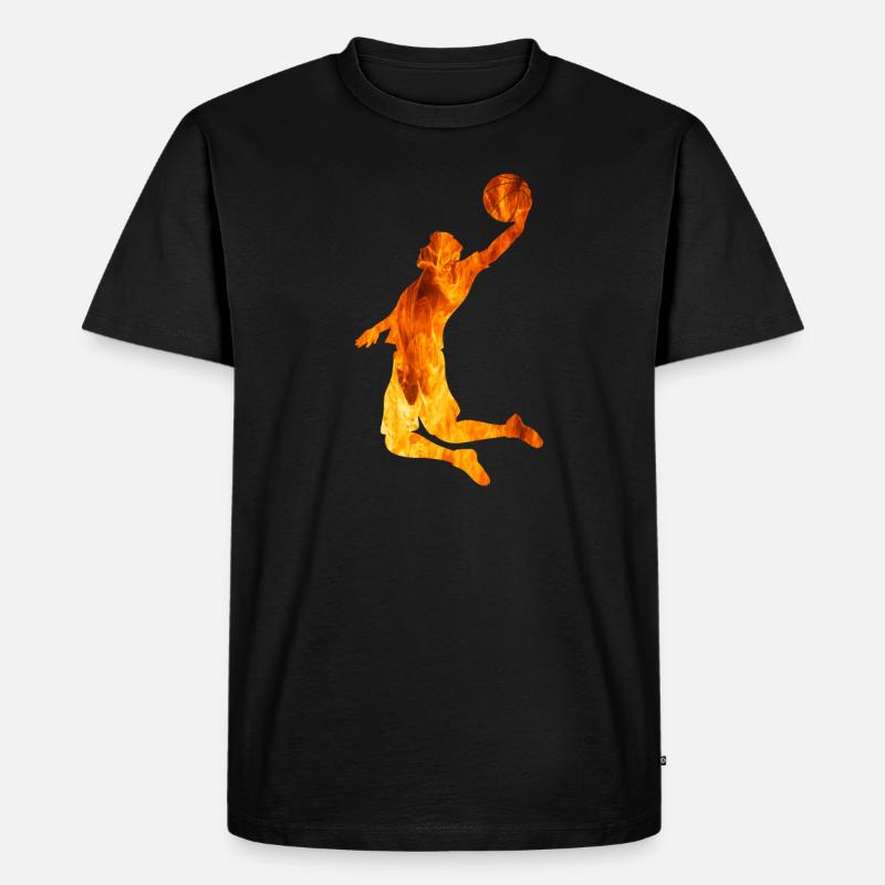 Basketball Fire Silhouette - Männer Premium Bio T-Shirt - Schwarz