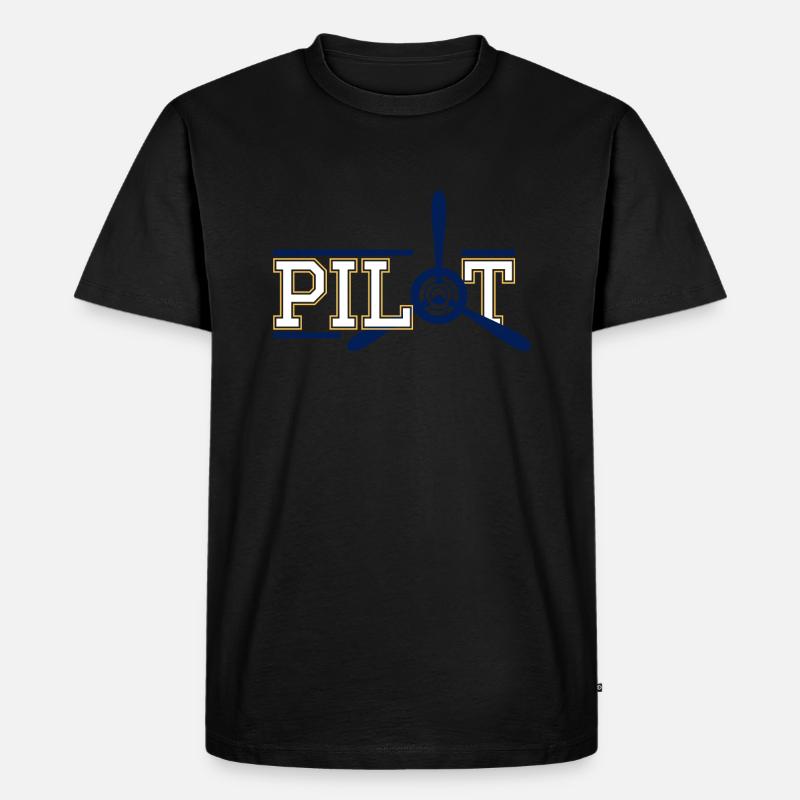 Pilot - Männer Premium Bio T-Shirt - Schwarz