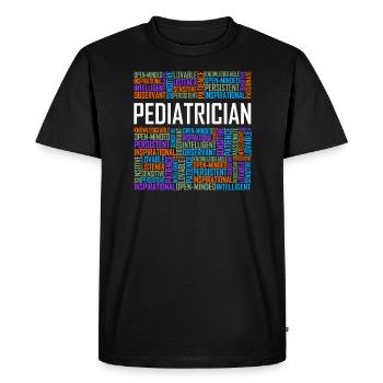 Kinderarzt Worte - Männer Premium Bio T-Shirt - Schwarz - Vorne - Nico (187cm)