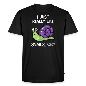 J'aime vraiment les escargots, d'accord? - T-shirt Premium bio Homme - noir - Devant - Nico (187cm)