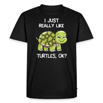 J'aime vraiment les tortues, d'accord? - T-shirt Premium bio Homme - noir - Devant - Nico (187cm)
